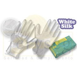 Guantes Vinilo Transparente • Caja dispensador x 100 unidades • “White  Silk” - Zubi-Ola - Productos de Seguridad Industrial - Colombia